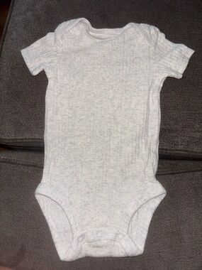 Carter's Light Heather Gray Ribbed Short-Sleeve Baby One-Piece